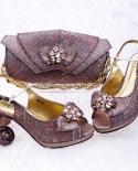 Qsgfc Latest Elegant Style Gold Color Peep Toe Decorated With Butterfly Design Banquet Womens Shoes And Bag Set  Pumps