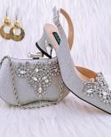 Qsgfc New White Glossy Pu Fabric With Bright Rhinestones For Decoration Daily Wearable Party Ladies Shoes And Bag  Pumps
