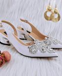 Qsgfc New White Glossy Pu Fabric With Bright Rhinestones For Decoration Daily Wearable Party Ladies Shoes And Bag  Pumps