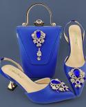  African Hot Selling Fashion Style Crystal Decoration Party Wedding Women Shoes And Bag Set In Orange Color  Pumps