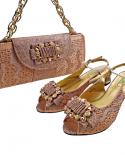 Qsgfc Wine Color Peep Toe Shoes With Snakeskin Tote Bag Fashion Banquet Ladies Shoes And Bag Set