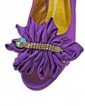 Qsgfc Latest Purple Color Silk Satin High Heels With The Same Color Pleated Bag Flower Decoration Party Ladies Shoes And