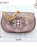 Qsgfc 2023 New Product Girls Pink Semi Circle Design Hollow Splicing Style Bag Big Diamond Decoration Noble Shoes