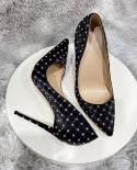 Tikicup Rhinestones Women Black Plaid Fabric Pointy Toe High Heel Shoes Stunning Party Stiletto Pumps 8cm 10cm 12cm Cust