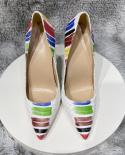 Tikicup Colored Painted Women White Crocodile Effect Pointy Toe High Heel Party Shoes Snakeskin  Stiletto Pumps 8 12cm