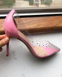 Tikicup Patchwork Jelly Transparent Women Pointy Toe High Heels Summer Spring  Ladies Dressing Party Shoes With Tiny Rub