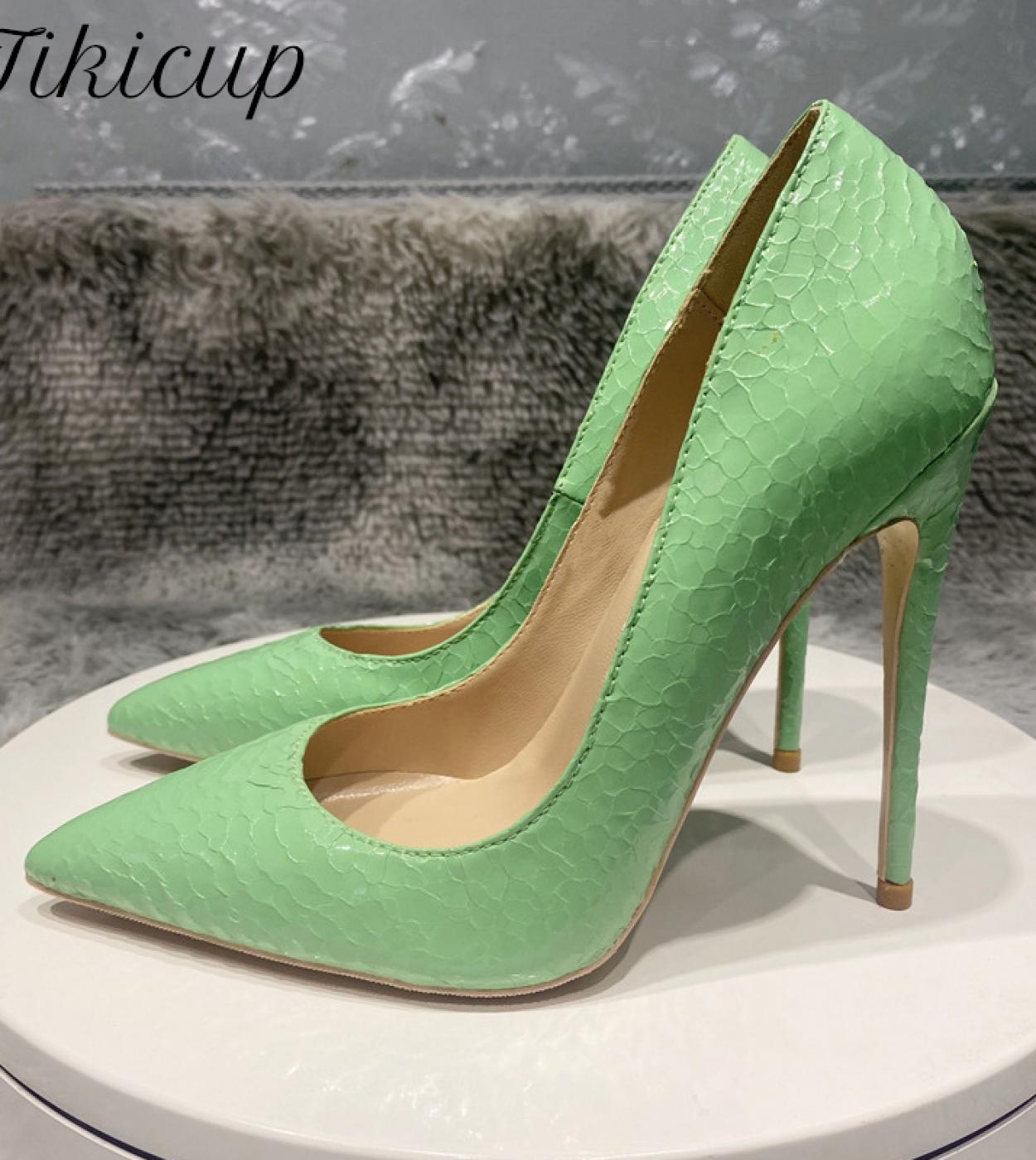 US 57.73 Tikicup Mint Green Crocodile Effect Women Pointy Toe High