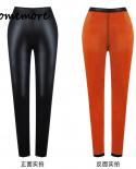 Comemore Winter Warm  High Waist Leather Leggings Women Thermal Tights Pants Thick Fleece Slim Black Stretchy Pants Legg