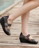 Comemore  Breathable Casual Women Shoes Loafers Platform Wedges Autumn Moccasin Woven Slip On Nylon High Heel Pumps Blac