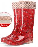 Comemore Womens Heels Rain Boots High Tube Anti Skid Thick Bottom Waterproof Water Boots High Top Rubber Shoes Free Shi