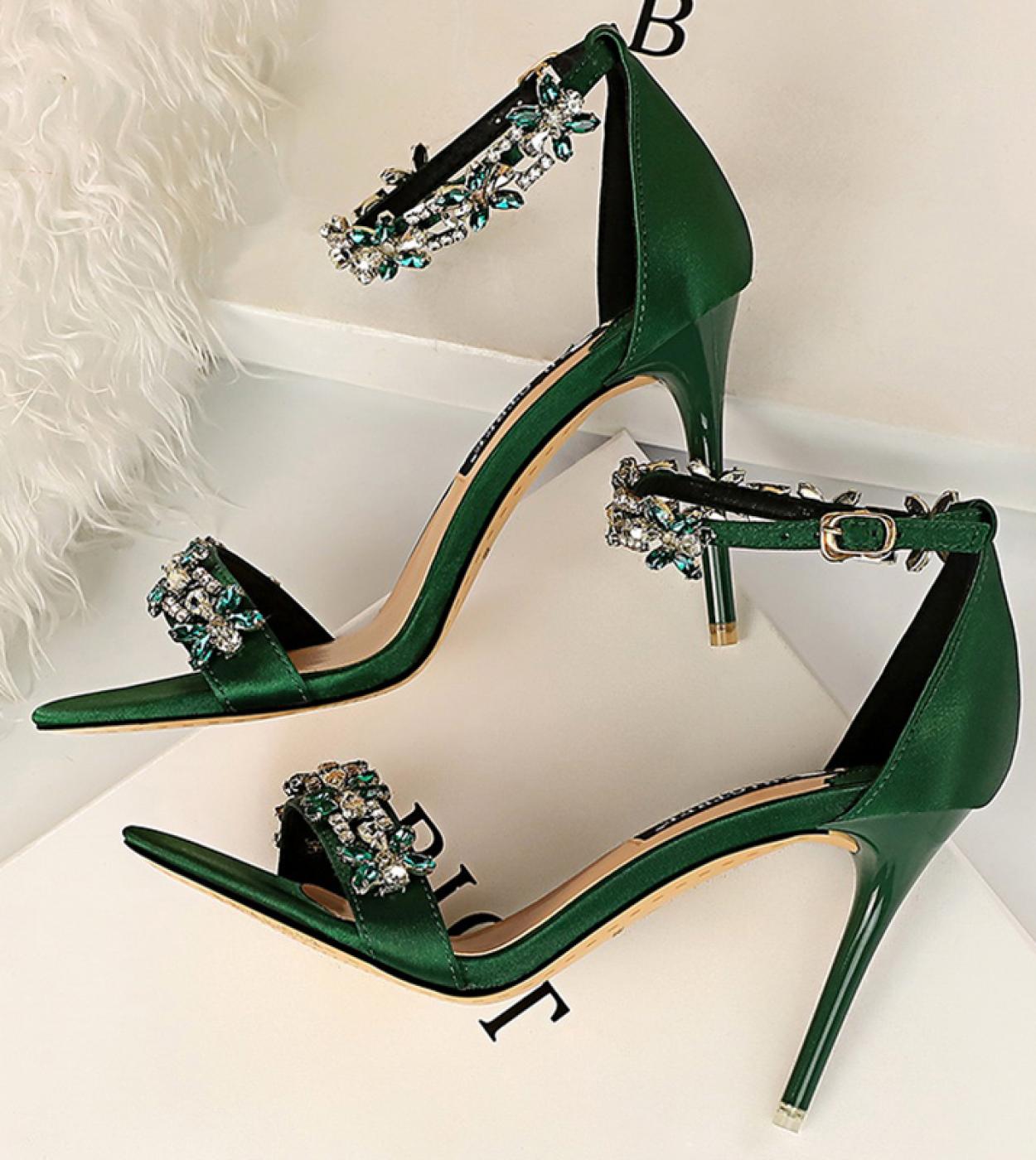 US 36.92 Comemore 2022 Women 9cm High Heels Crystal Sandals