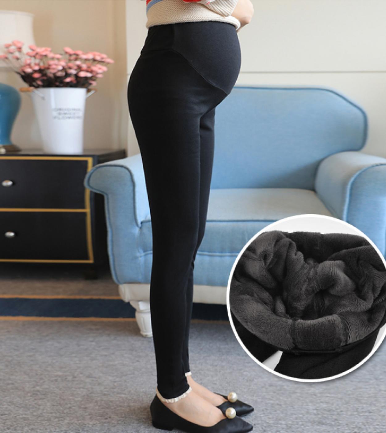 Winter Pregnant Women Black Leggings For Maternity Warm Soft Velvet Womens Pants Pregnancy Clothes Tights Ropa Mujer Em