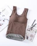 Winter Velvet Thickened Undershirt Women Thermal Underwear Camisole Warm Sling Vest Top Solid Color Slim Cozy Bottoming 