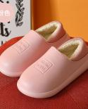 Comemore New 2022 Waterproof Winter Cotton Slippers Home Soft Warm Women Indoor Leather Flat Shoes Slipper Female Free S