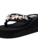 Comemore Summer 2022 Trends Women Heels Sandals New Platform Wedges Shoes Rhinestone Slippers Rubber Flip Flop Fashion B