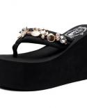 Comemore Summer 2022 Trends Women Heels Sandals New Platform Wedges Shoes Rhinestone Slippers Rubber Flip Flop Fashion B