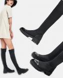 Comemore Women Sock High Boots  Over The Knee Boots Slim Stretch Fabric Winter Platform Heels Boots  Shoes Lowheeled 40 