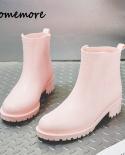 Comemore Fashion Short Womens Rubber Rain Boots Outer Wear Anti Skid Ankle Waterproof Rain Shoes Water Boot Rainboots G