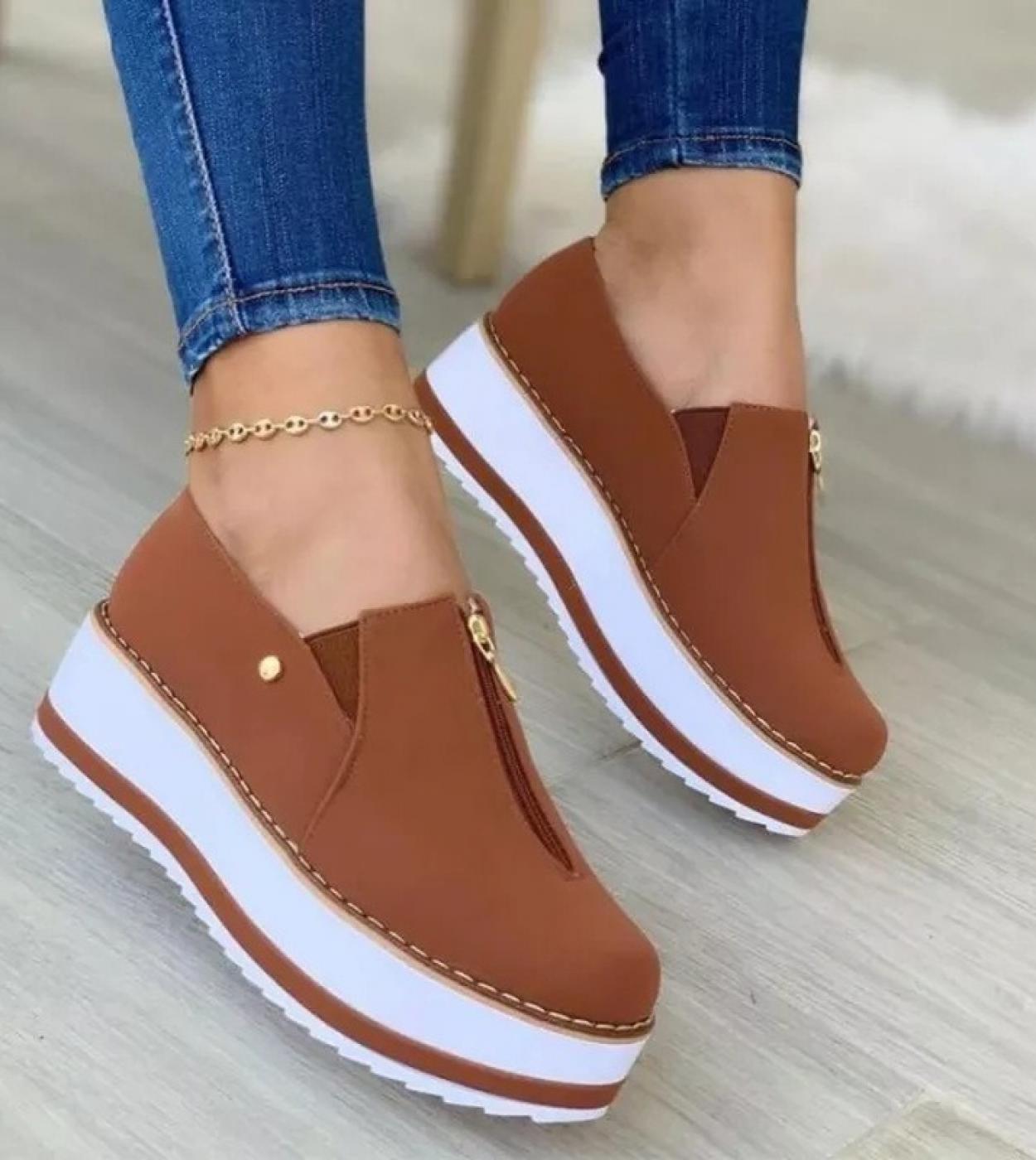 Comemore 2022 Spring Summer New Low Top Thick Bottom Inner Heightened Womens Slip On Platform Shoes Casual Sneakers Wom