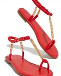 Comemore Sandals Womens 2022 Summer Fashion Metal Sandals Female Chain Sandal Slipper Toe Beach Braided Rope Shoes Flip