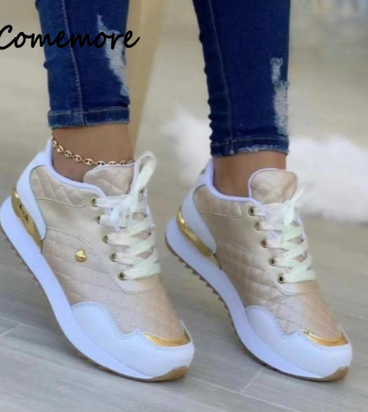 Comemore New Sports Shoes Autumn Winter Lace Up Platform Women Sneakers 2022 Casual Non Slip Shoe Plus Size 43 крос