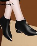 Comemore Women Fashion Boots Autumn Winter High Heels 2023 New Metal Pointed Thick Heel Ankle Boots Womens Heeled Shoe 