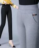 Comemore Warm Straight Pants Pockets High Waist Loose Woman Casual Fashion Trousers 2023 Autumn Winter Thicken Plus Size