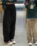 Comemore Women Khaki Pants Uni Harajuku Baggy Sweatpants Hip Hop Trousers Drawstring Streetwear Pantalon Vintage Cargo P