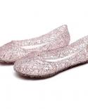 Comemore 2022 Trend Spring Summer Hollow Sandals Shiny Crystal Breathable Casual Womens Flat Pink Jelly Shoes Woman Esp