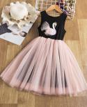 Girls Dress Mesh Swan Cute Party Dresses Suspender Lace Clothes 2022 Summer Casual Picnic Holiday 3 8t Evening Vestidosd