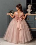 Girls Elegant Wedding Dress Teenage Girl Tulle Gown For Evening Party Kids Girl Bridesmaid Dresses Lace Princess Long Ve