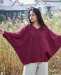  Spring Autumn New Arts Style Women Batwing Sleeve O Neck Casual T Shirt Cotton Linen Loose Solid Tee Shirt Femme Tops M