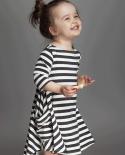 Fall Girl Halfsleeve Dress 26 Years Toddler Baby Black And White Stripe Casual Clothes Clothes Kids Evening Halloween Co