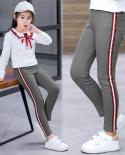Fashion Kids Girl Pants Girls Leggings Solid Color Pencil Pants Elastic Trousers Winter Warm Sport Leggings New Children