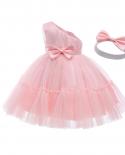 Newborn Girl Tutu Dress Headband Outfit Bowknot Clothes Baby Summer Dress Infant Party Wear Christening Gown 1 Year Birt