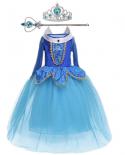 Winter Long Sleeve Dresses Fancy Girl Princess Dress Cosplay Costume Kids Gown Children Carnival 3 Pcs Halloween Party D