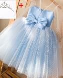 Fancy Elegant Princess Dress For Girls Lace Long Sleeve Backless Bow Tule Tutu Dress For Children Wedding Party Costume 