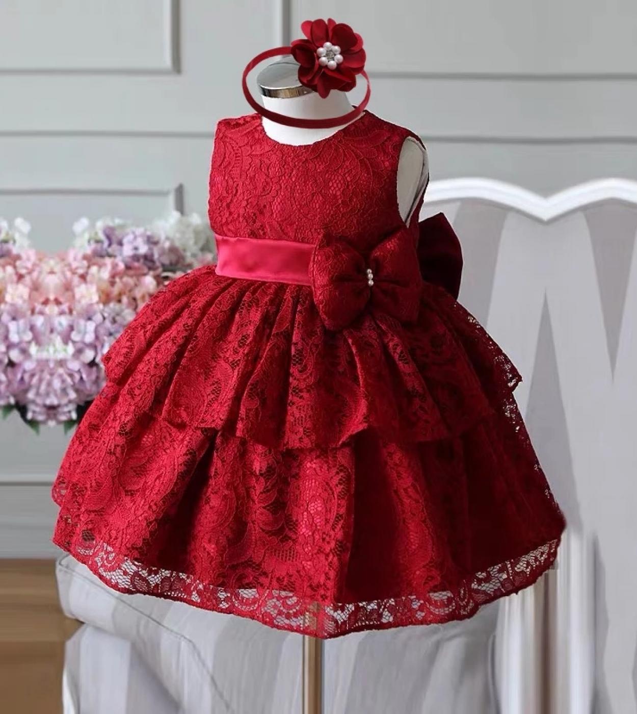US 22.28 Red Baptism Dress For Baby Girl Christening Newborn