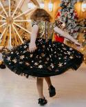 Girls Golden Sequin Shiny Tutu Dress Kids Snowflake Christmas Princess Costume For Evening Children Birthday Party Cloth