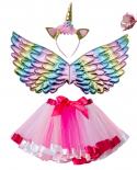 Princess Girl Unicorn Skirt Colorful Fluffy Tutu Skirt Free Headwear Cute Rainbow Skirts Baby Pettiskirt Underskirt Pett