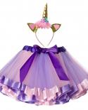 Free Unicorn Headband Princess Tutu Skirt 12m8t Baby Girls Clothes Rainbow Kids Party Tutu For Girls Skirt Children Ball