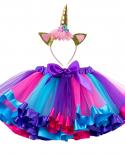 Free Unicorn Headband Princess Tutu Skirt 12m8t Baby Girls Clothes Rainbow Kids Party Tutu For Girls Skirt Children Ball