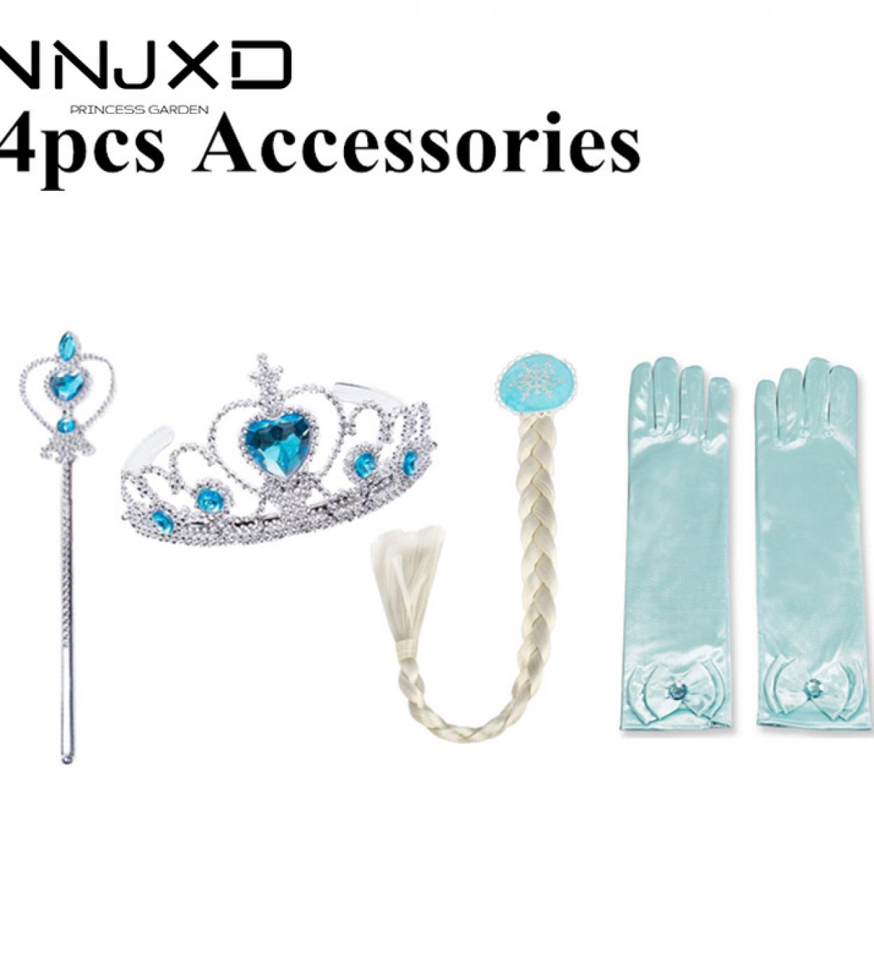 Princess Girls Accessories Set Kids Party Cosplay Queen Magic Wand Tiara Gloves Wig Hair 4pcs  Kids Headwear