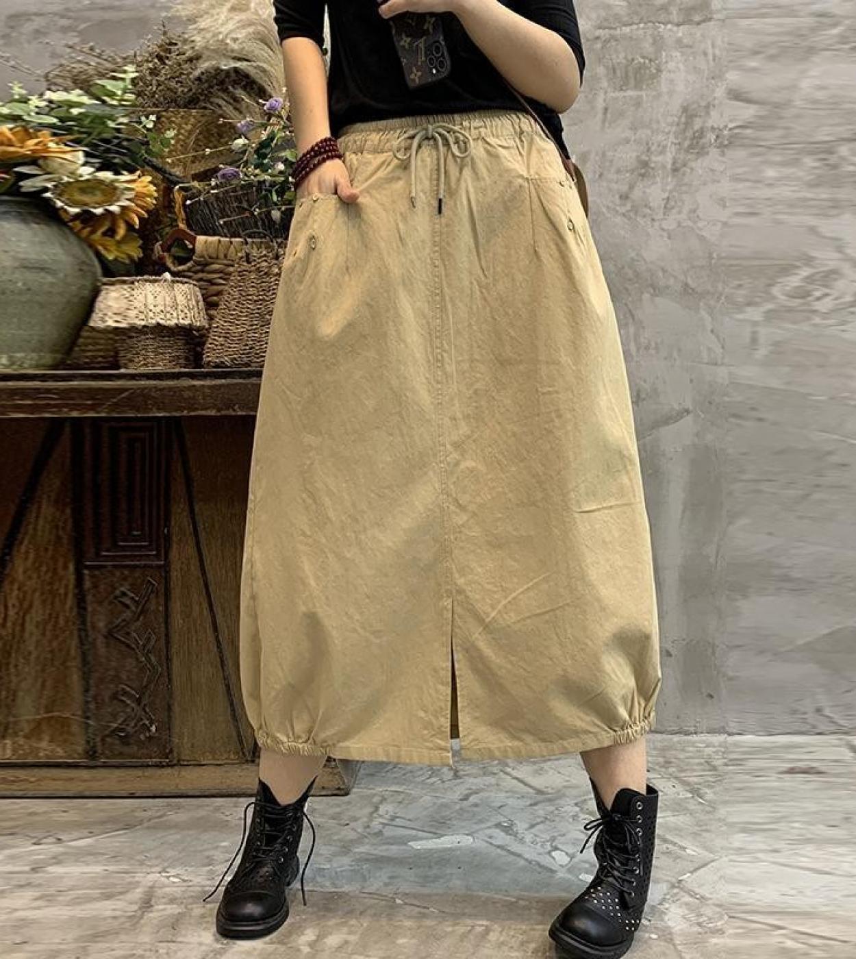 47 96 2022 Spring Arts Style Donna Elastico in vita Gonne a