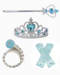 Princess Girls Kids Princess Dress Up Accessories Crown Braid Wand Wig Blue Gloves 4pcs Sets Magic Stick  Kids Headwear