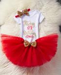 Flower Headband Short Sleeve Top And Tutu Dress Outfits 3pcs For 1 Year Baby Girls First Birthday Party Cotume Newborn C