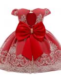 Red Flower Princess Dress For Toddler Girls 12m Baby One Year Birthday Party Big Bow Tutu Gown Girl Formal Pageant Prom 