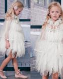 Elegant Girls Princess Dress Kids Birthday Wedding Party Layered Tulle Dresses Baby Girl White 1st Communion Sleeveless 