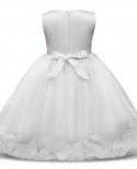 White Lace Flower Girls Wedding Dress Formal Ceremonies Dress Ball Gown Kids Clothing Little Girl Birthday Christening V