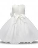 White Lace Flower Girls Wedding Dress Formal Ceremonies Dress Ball Gown Kids Clothing Little Girl Birthday Christening V